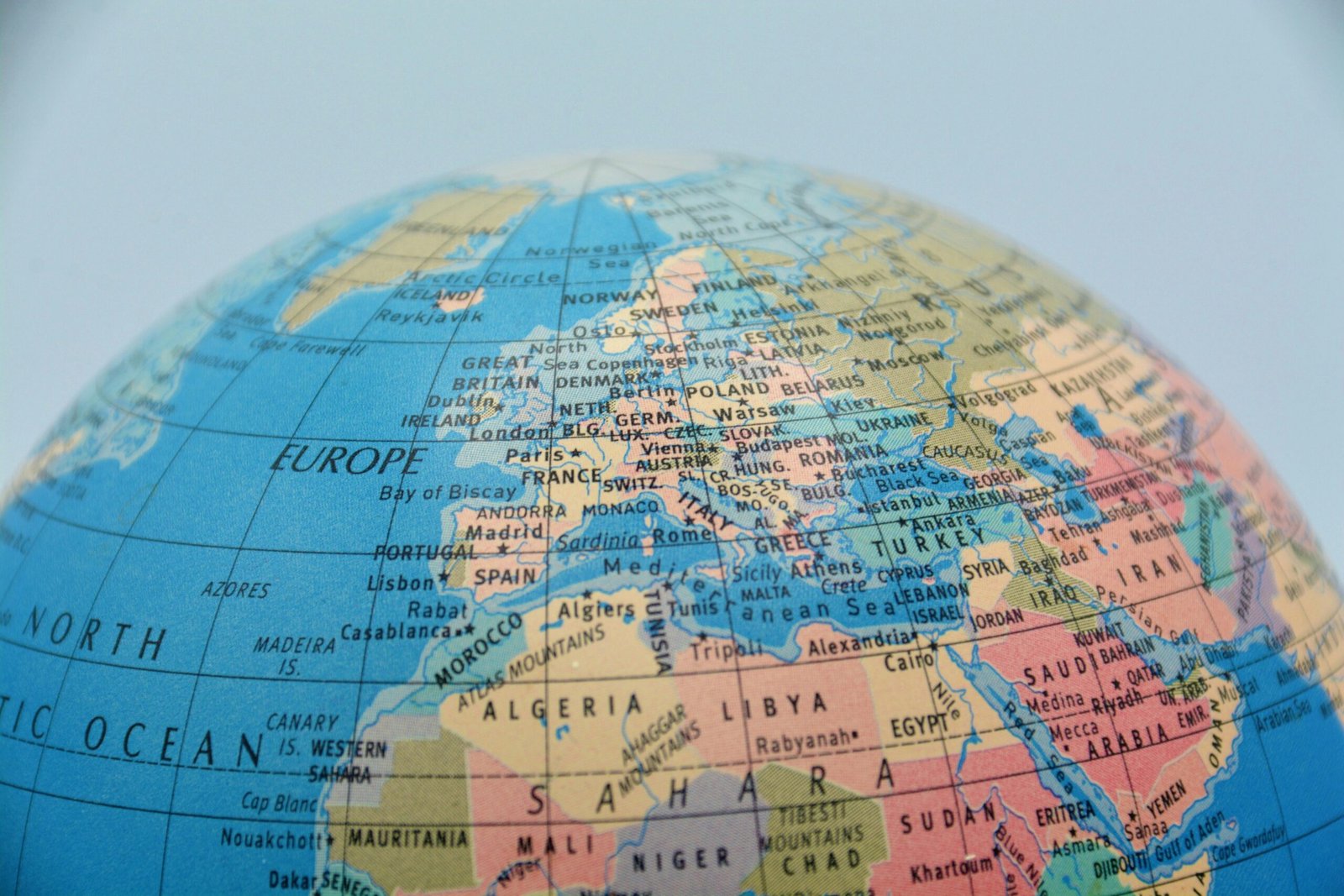 gas-pipeline A close-up of a globe showcasing Europe, North Africa, and surrounding seas.