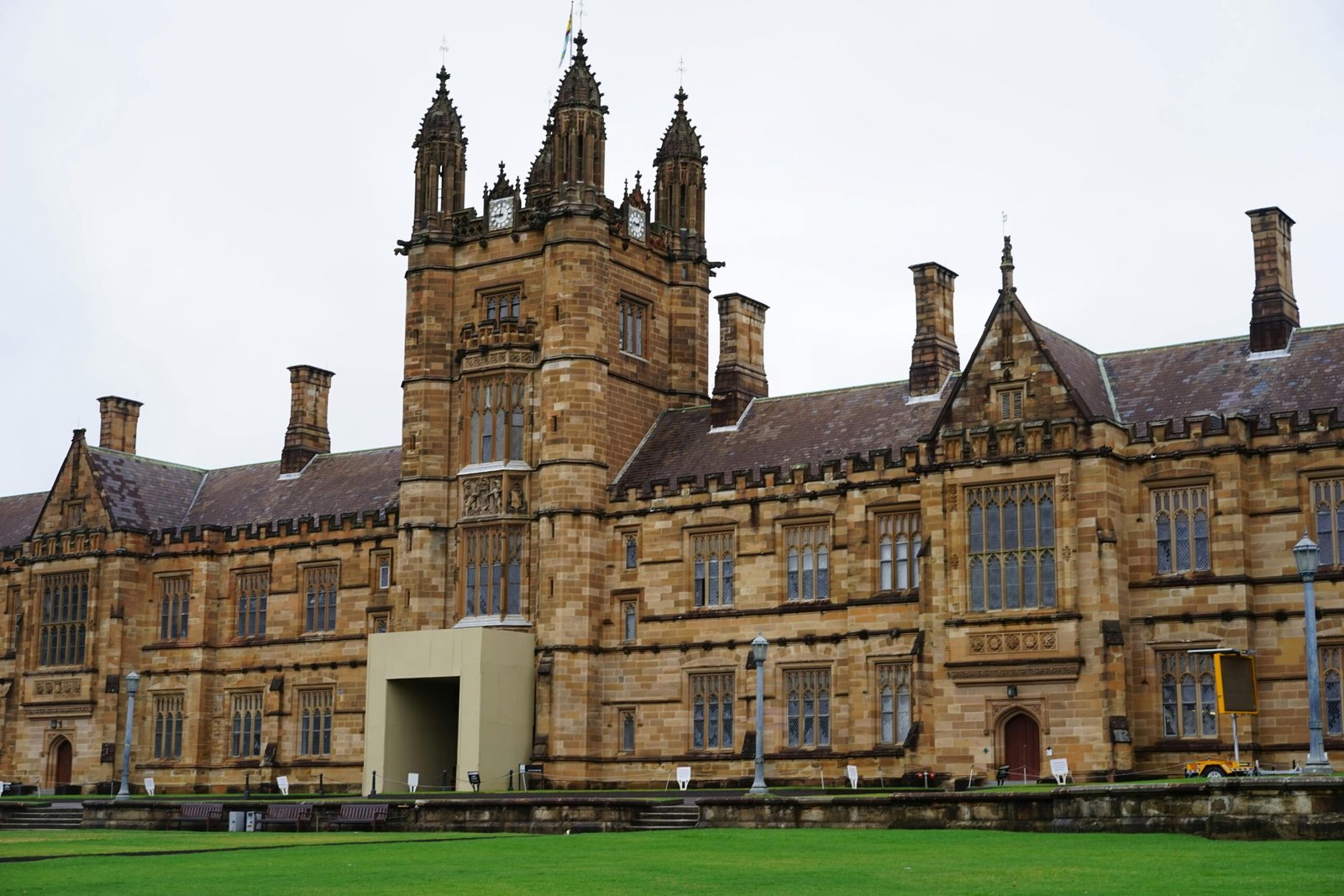 commercial-plumbing Front view of a historic university building with gothic architecture.